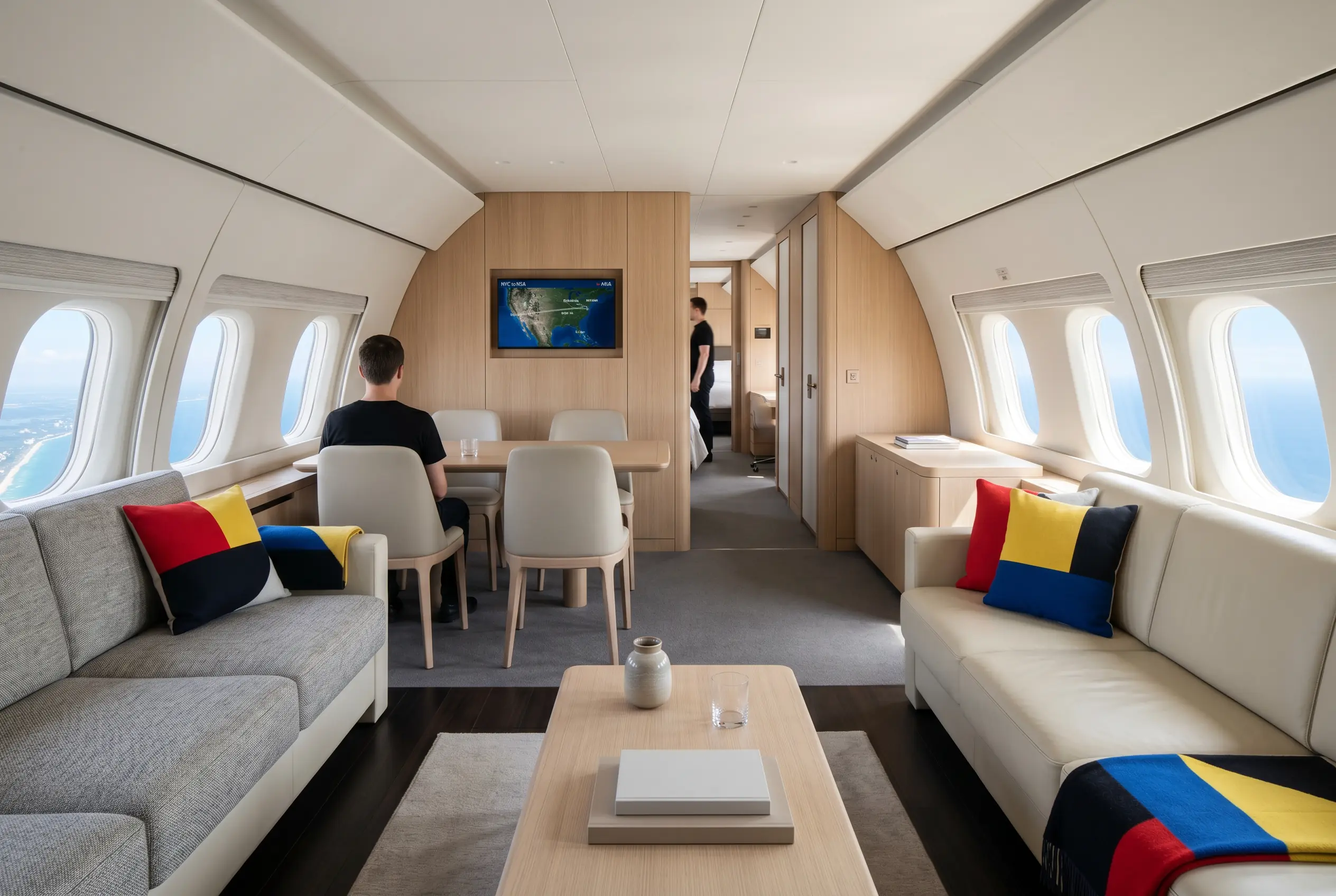 Airbus ACJ319 bespoke VIP cabin for a Miami to New York charter