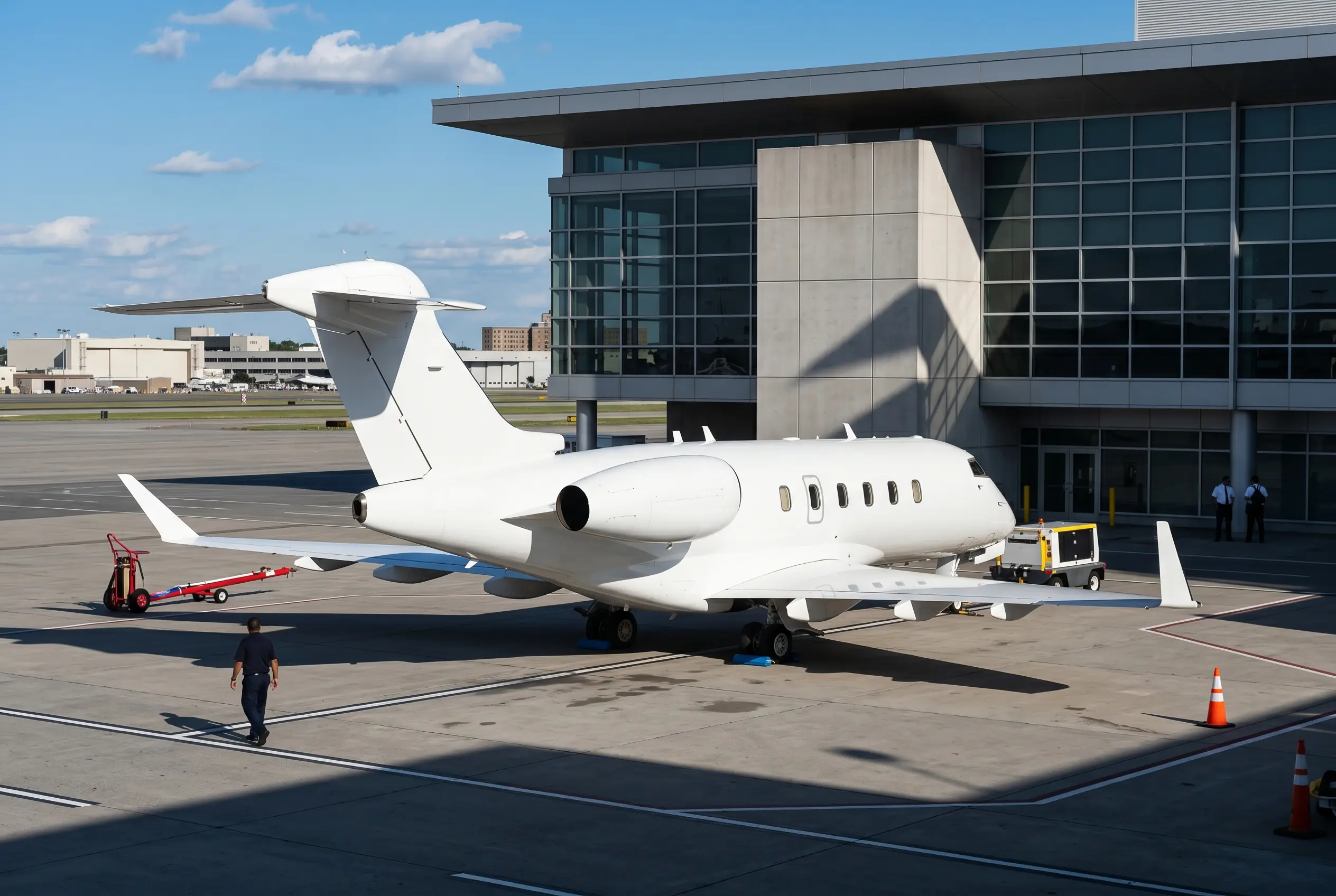 Bombardier Challenger 3500 on a South Florida ramp before a Miami to New York flight