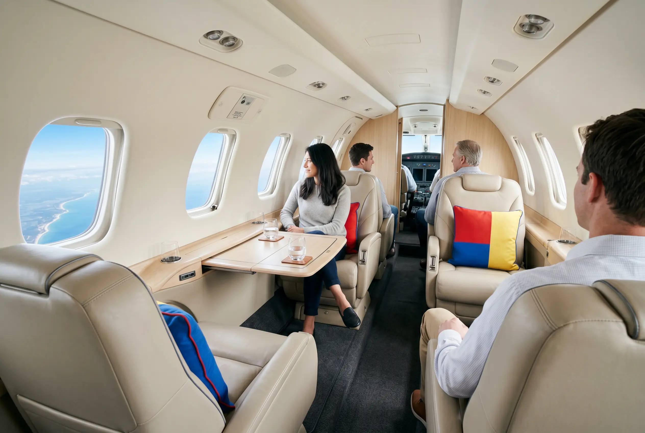 Cessna Citation CJ3+ cabin in club seating for a Miami to New York charter