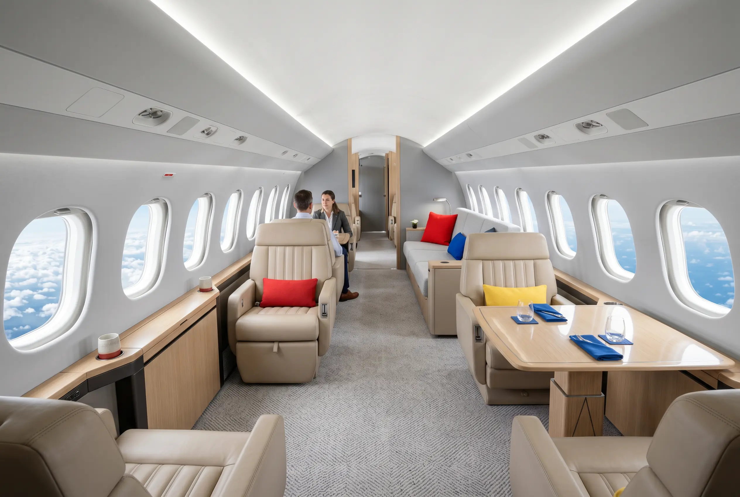 Dassault Falcon 7X cabin for a Miami to New York charter