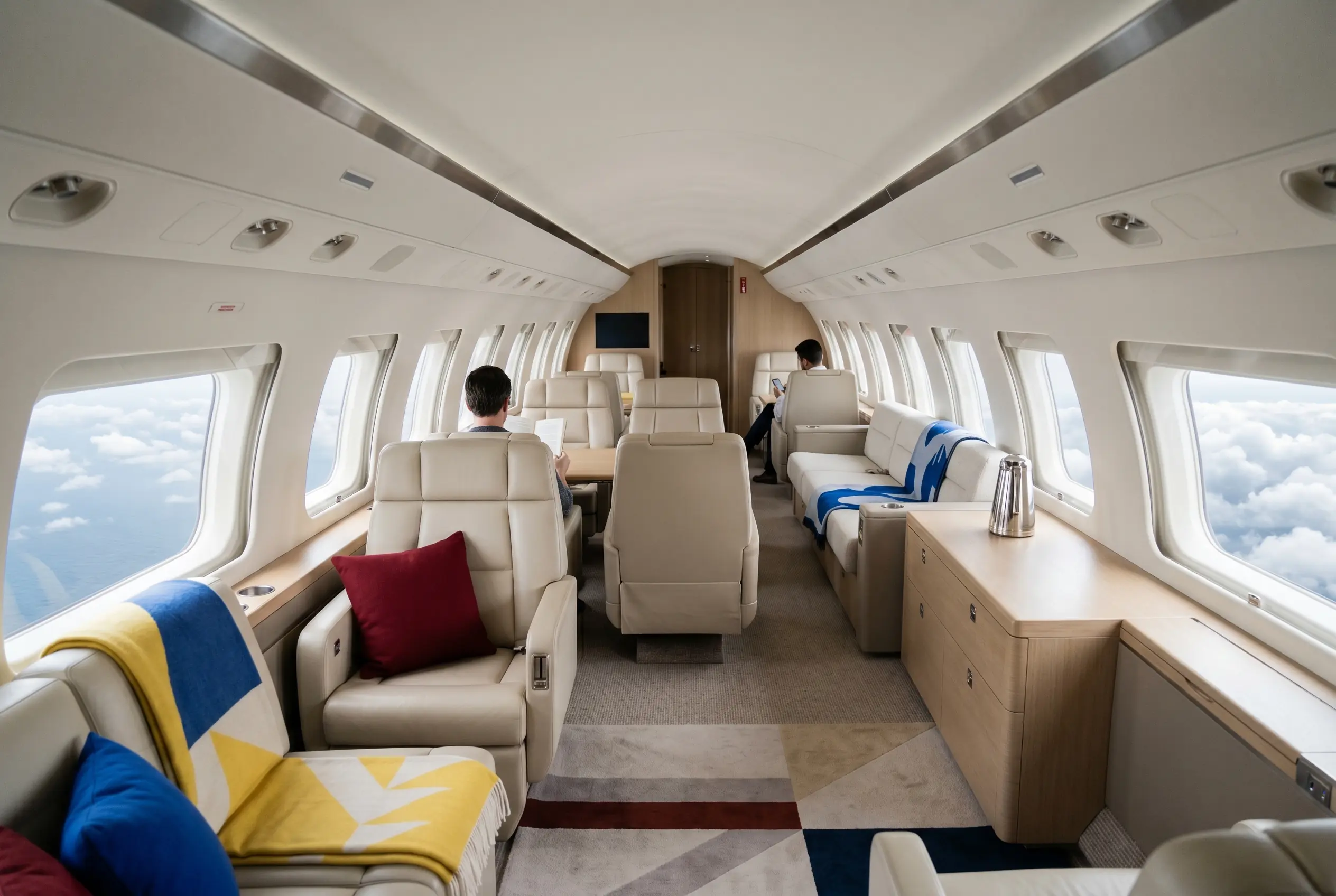 Bombardier Global 6500 three-zone cabin for a Miami to New York charter