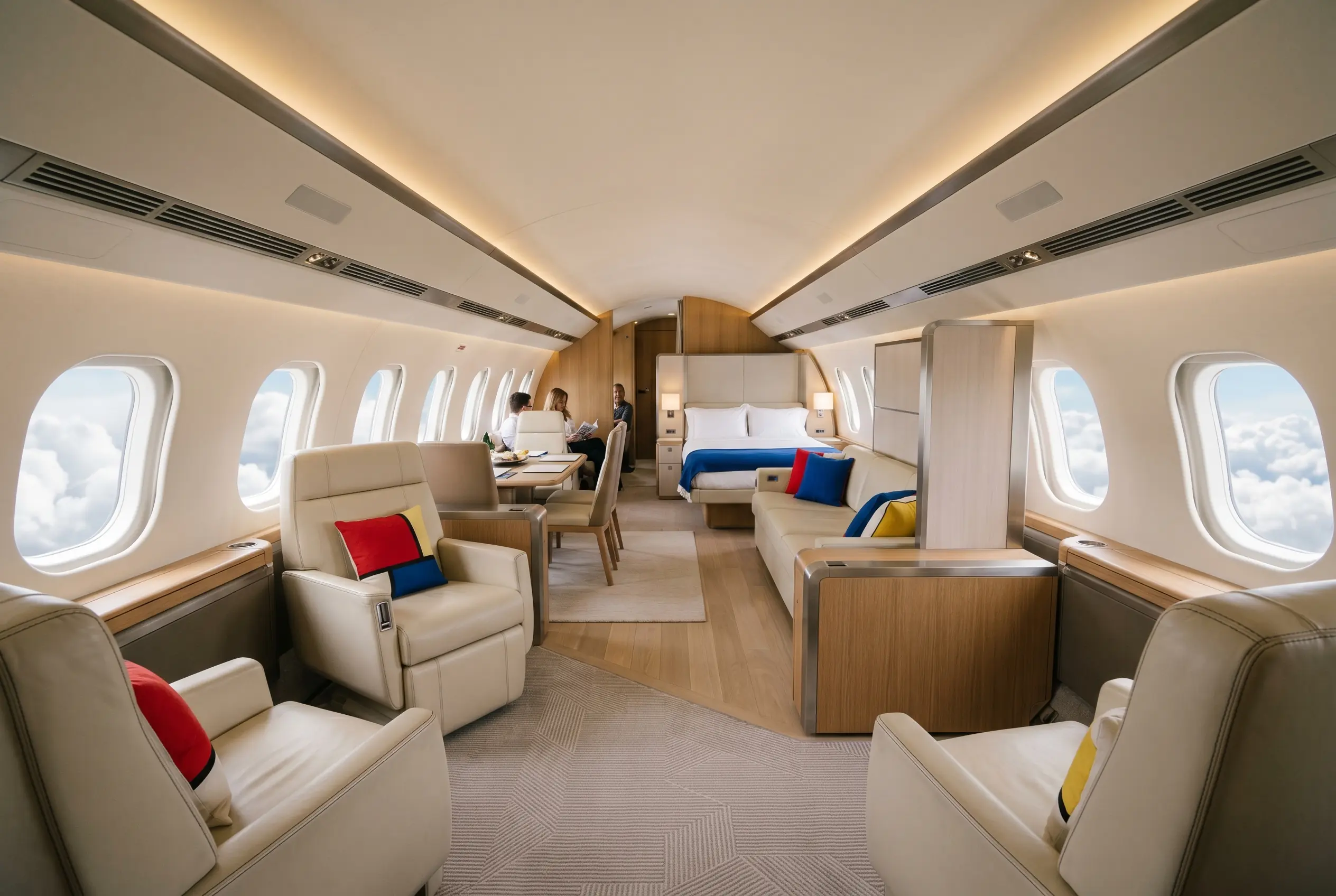 Bombardier Global 7500 four-zone cabin for a Miami to New York charter