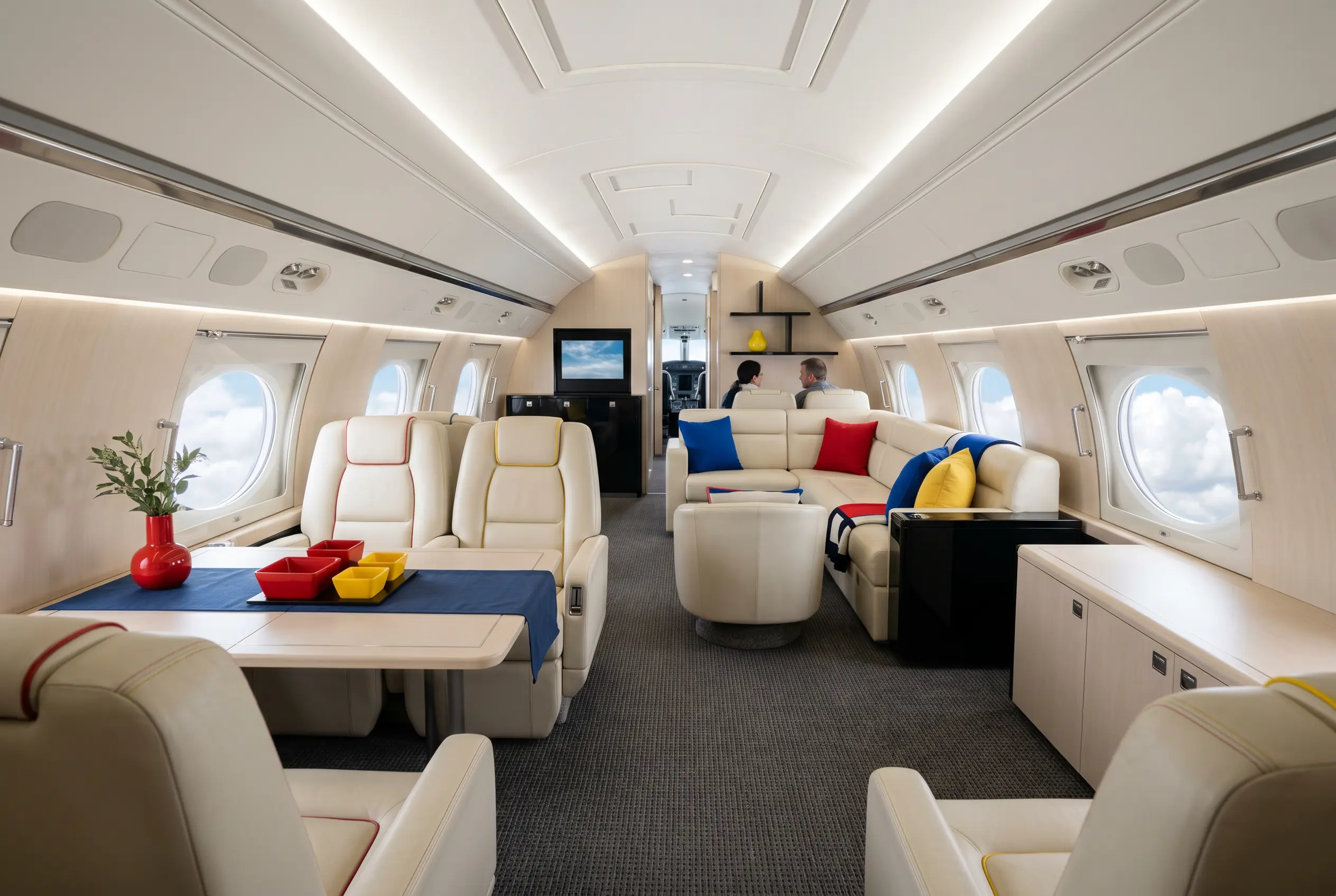 Gulfstream G550 flagship cabin for a Miami to New York charter