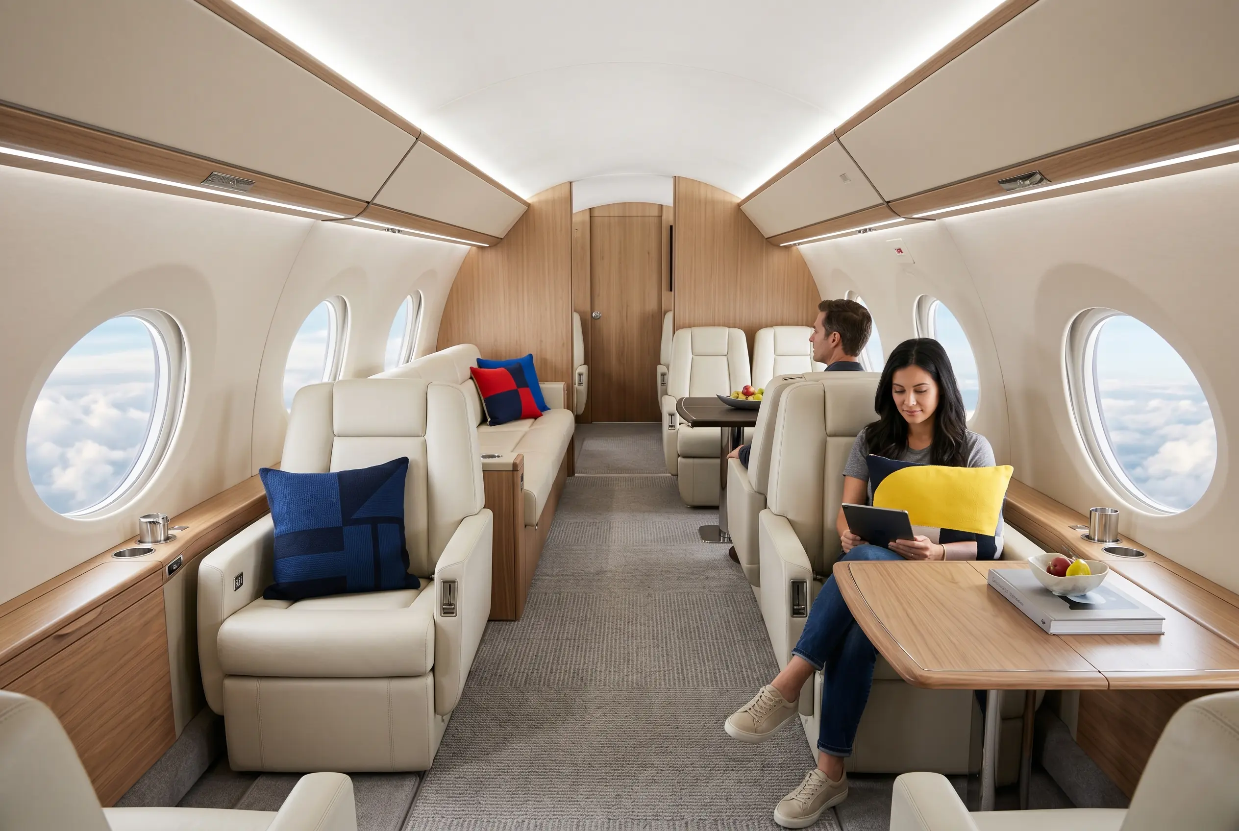 Gulfstream G600 modern cabin for a Miami to New York charter