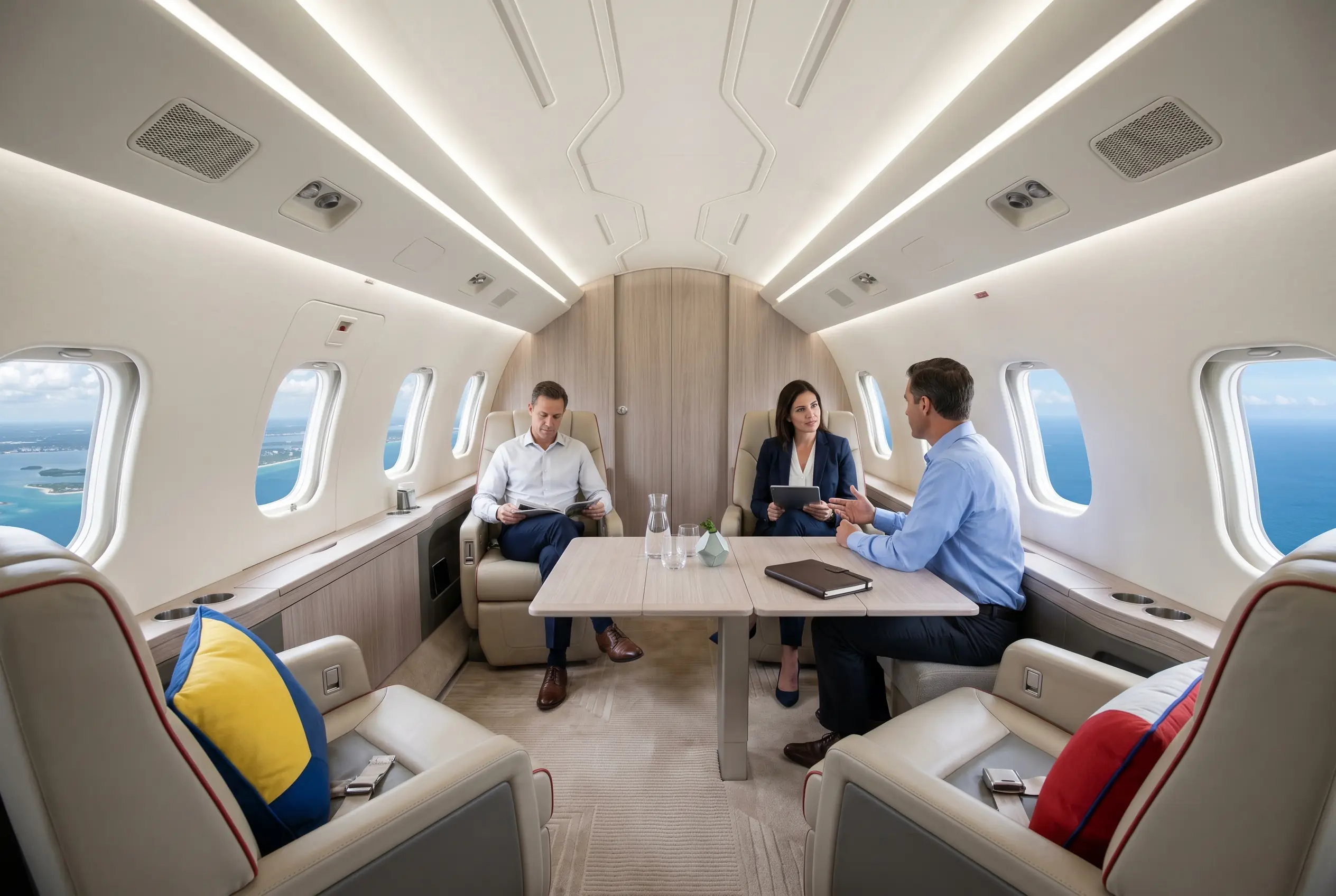 Hawker 4000 wide cabin for a Miami to New York charter
