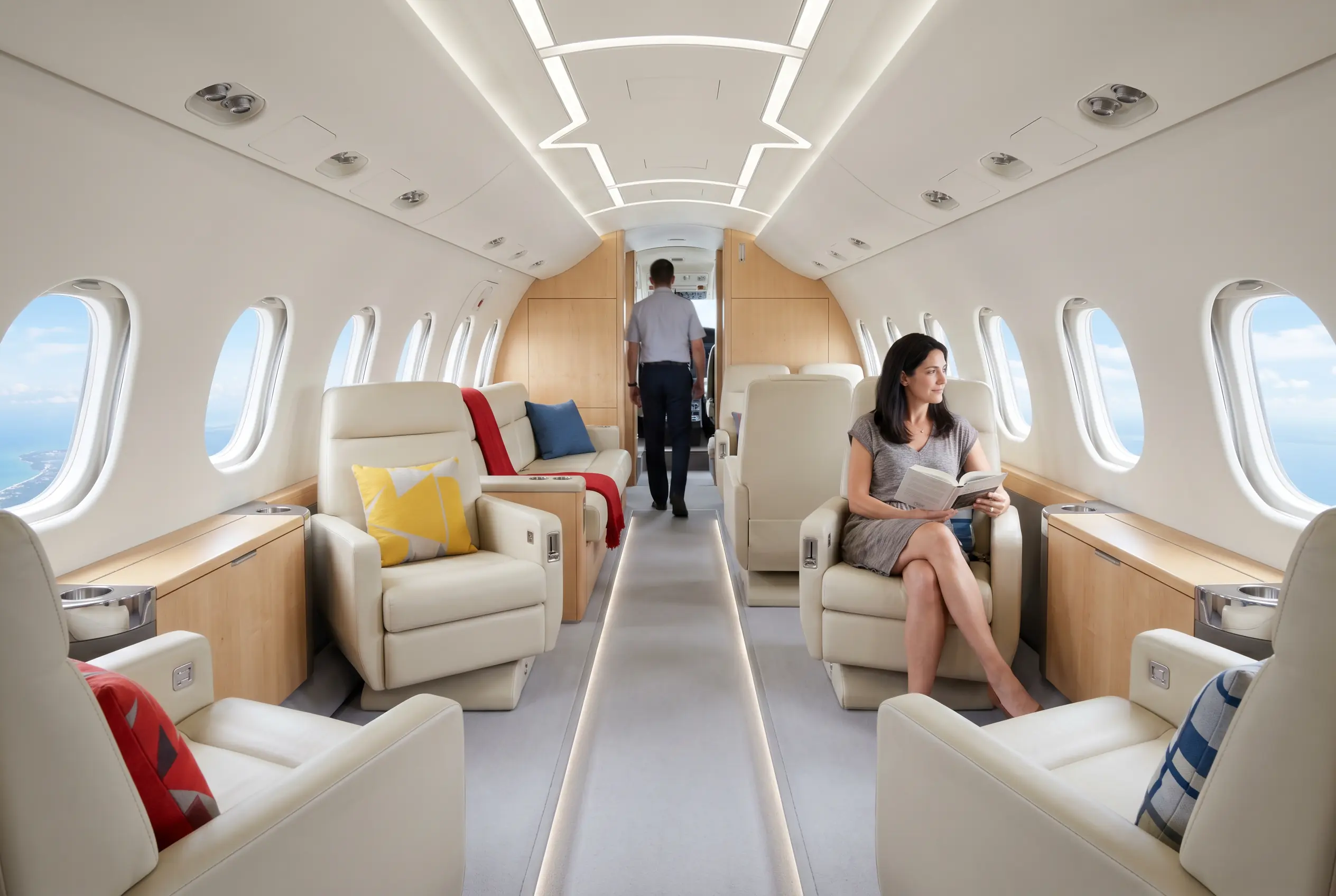 Hawker 800XP cabin for a Miami to New York charter