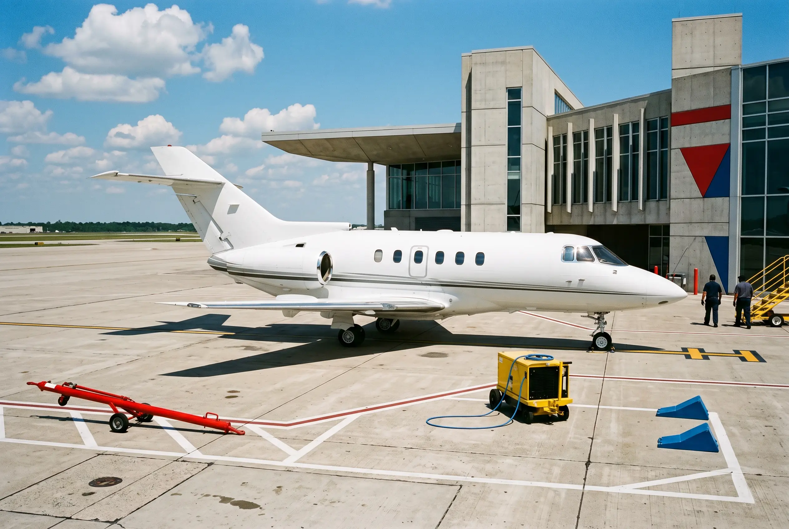 Hawker 900XP on a South Florida ramp before a Miami to New York flight