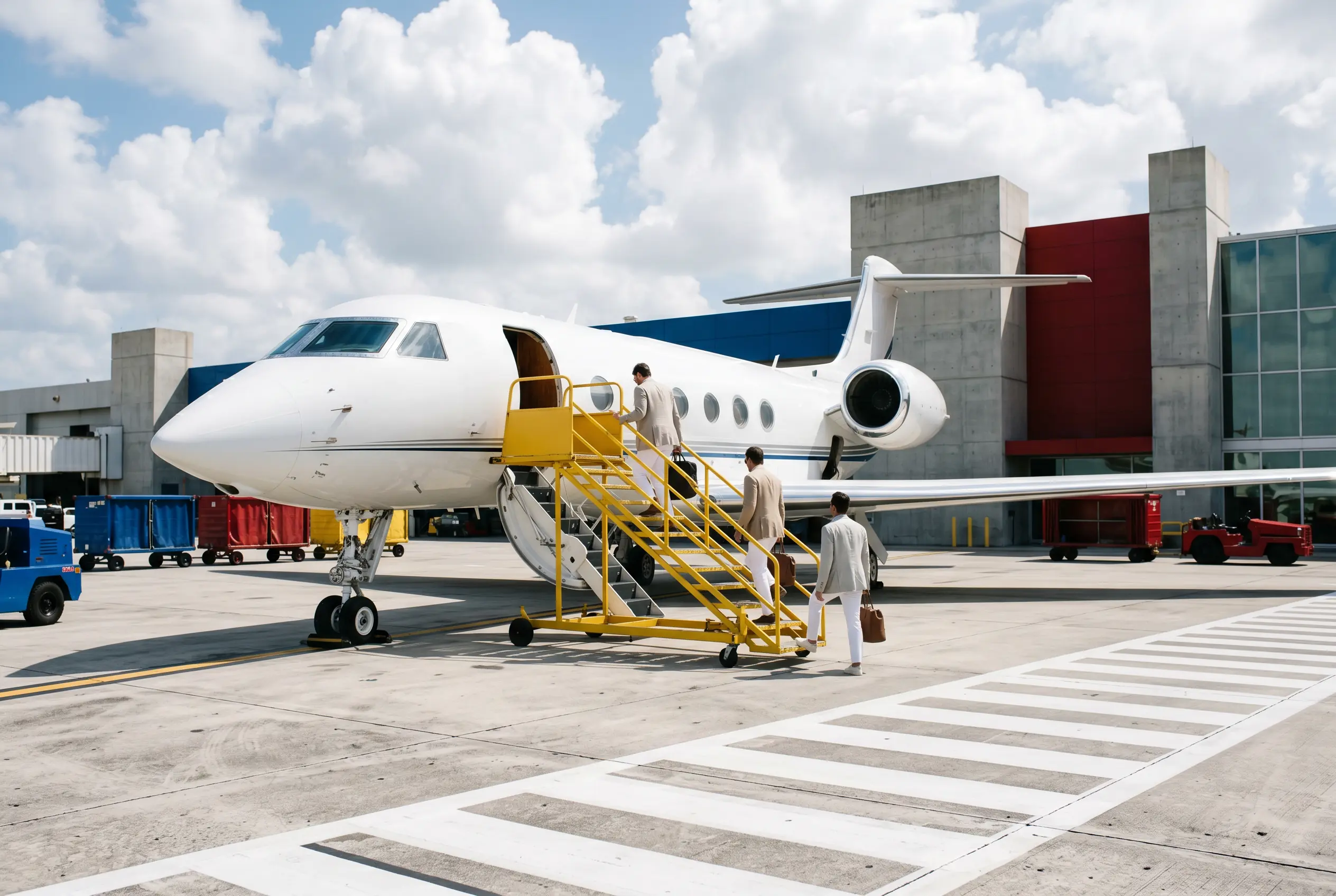 Hospitality & Events Guests arriving by private jet at a New York FBO for an event