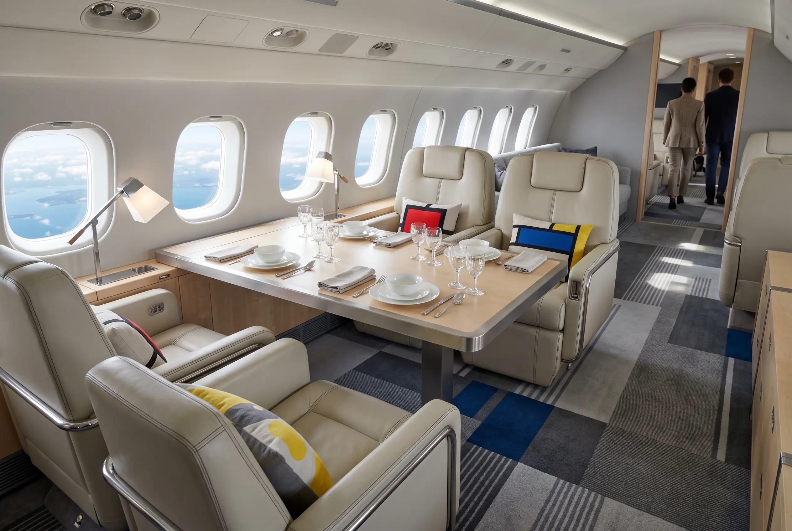 Premium jet cabin set for guests traveling to a New York event from Miami