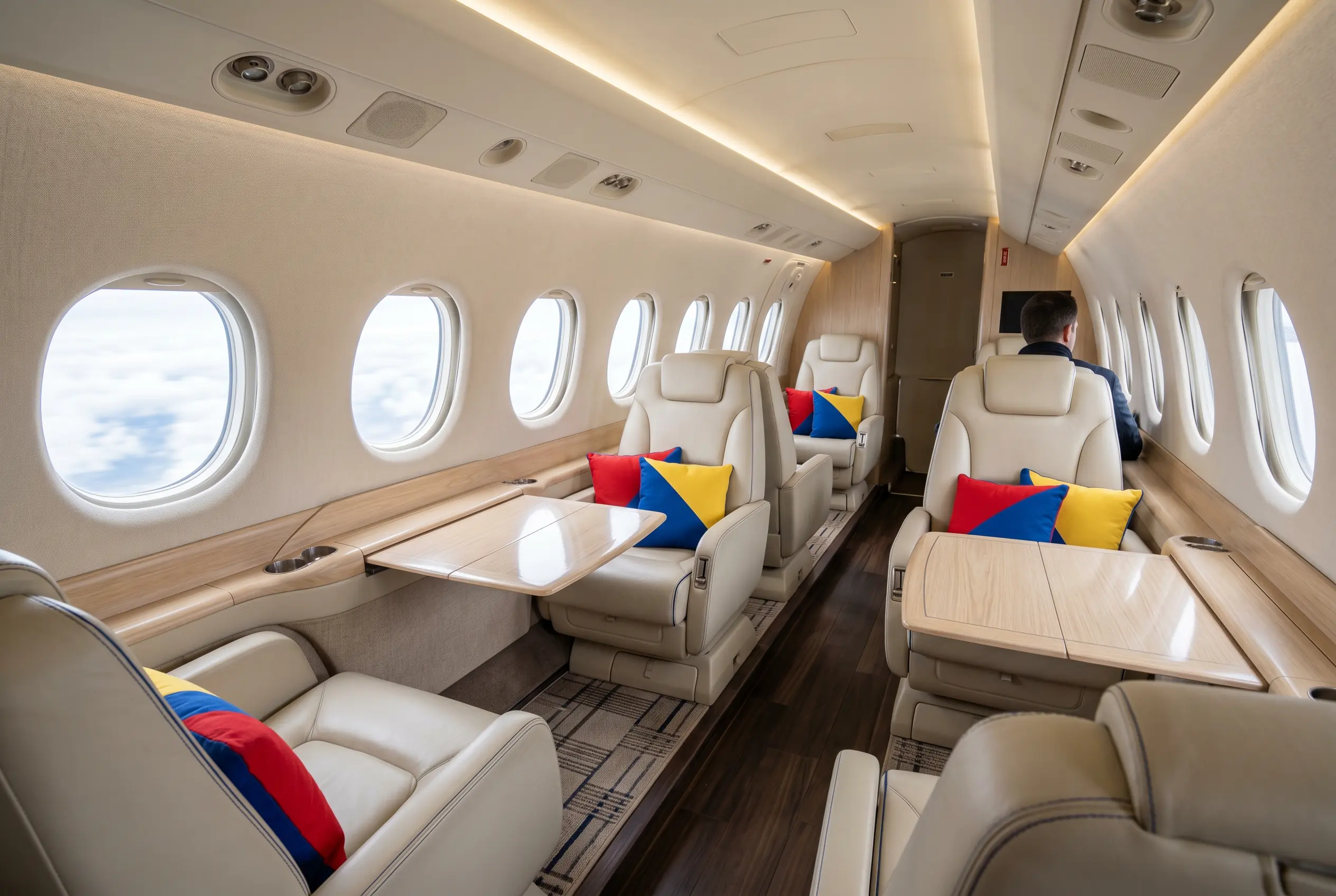 Beechcraft King Air 350i cabin in club seating for a Miami to New York charter