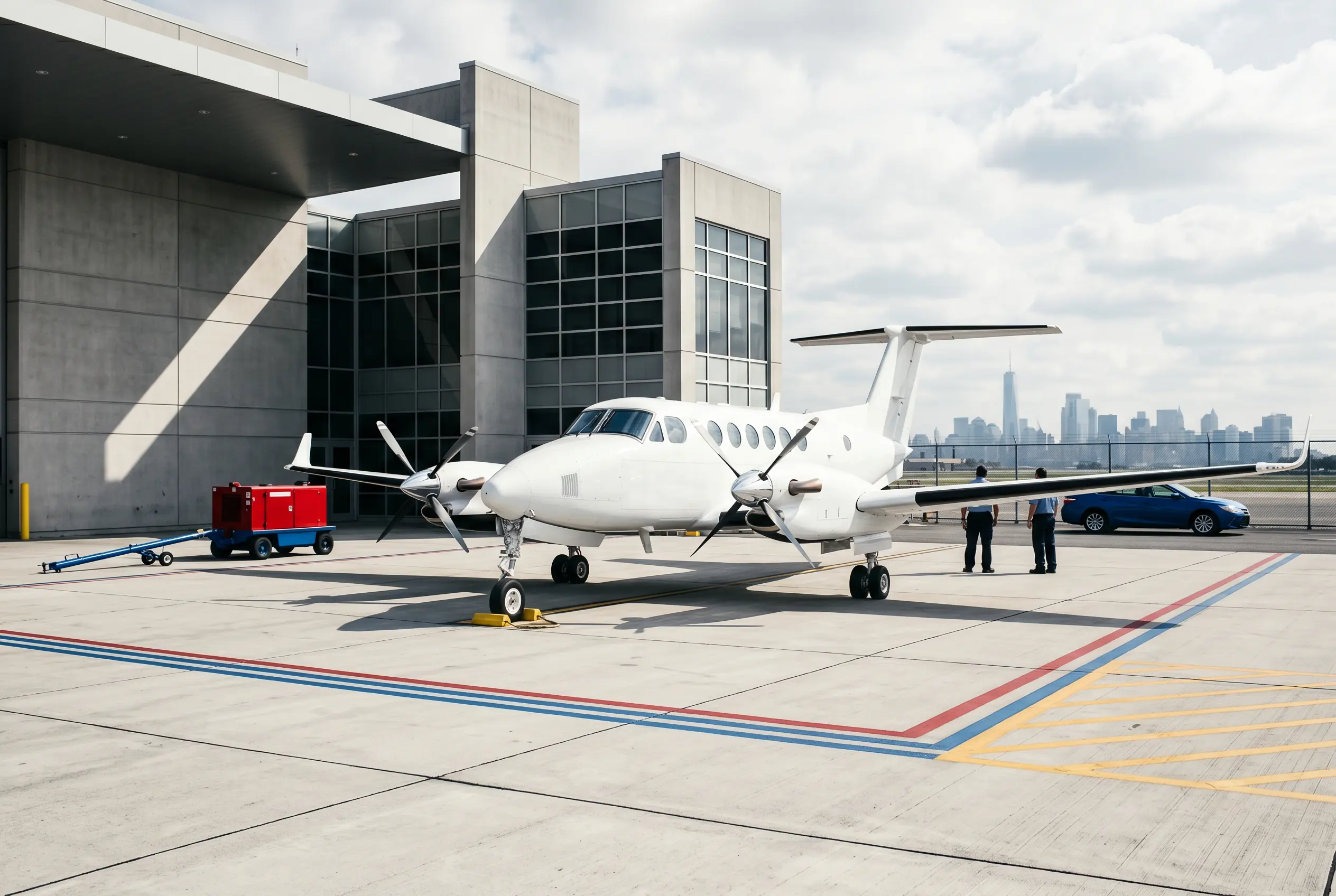 Beechcraft King Air 350i on a South Florida ramp before a Miami to New York flight