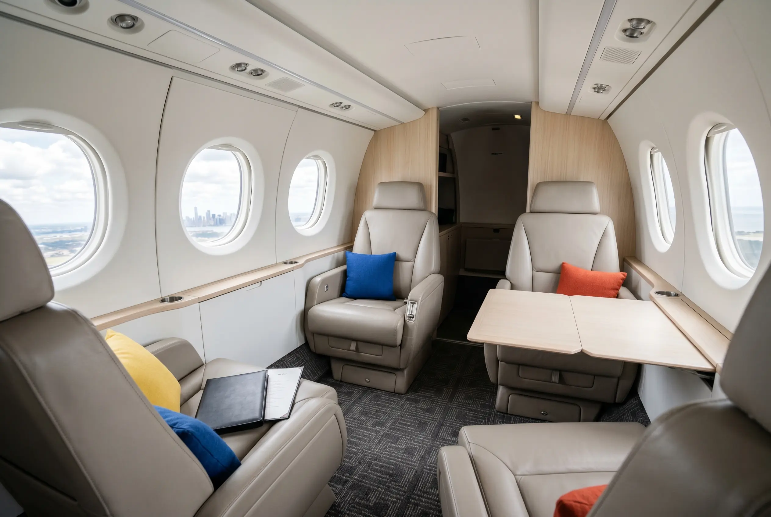 Beechcraft King Air C90GTx cabin for a Miami to New York charter