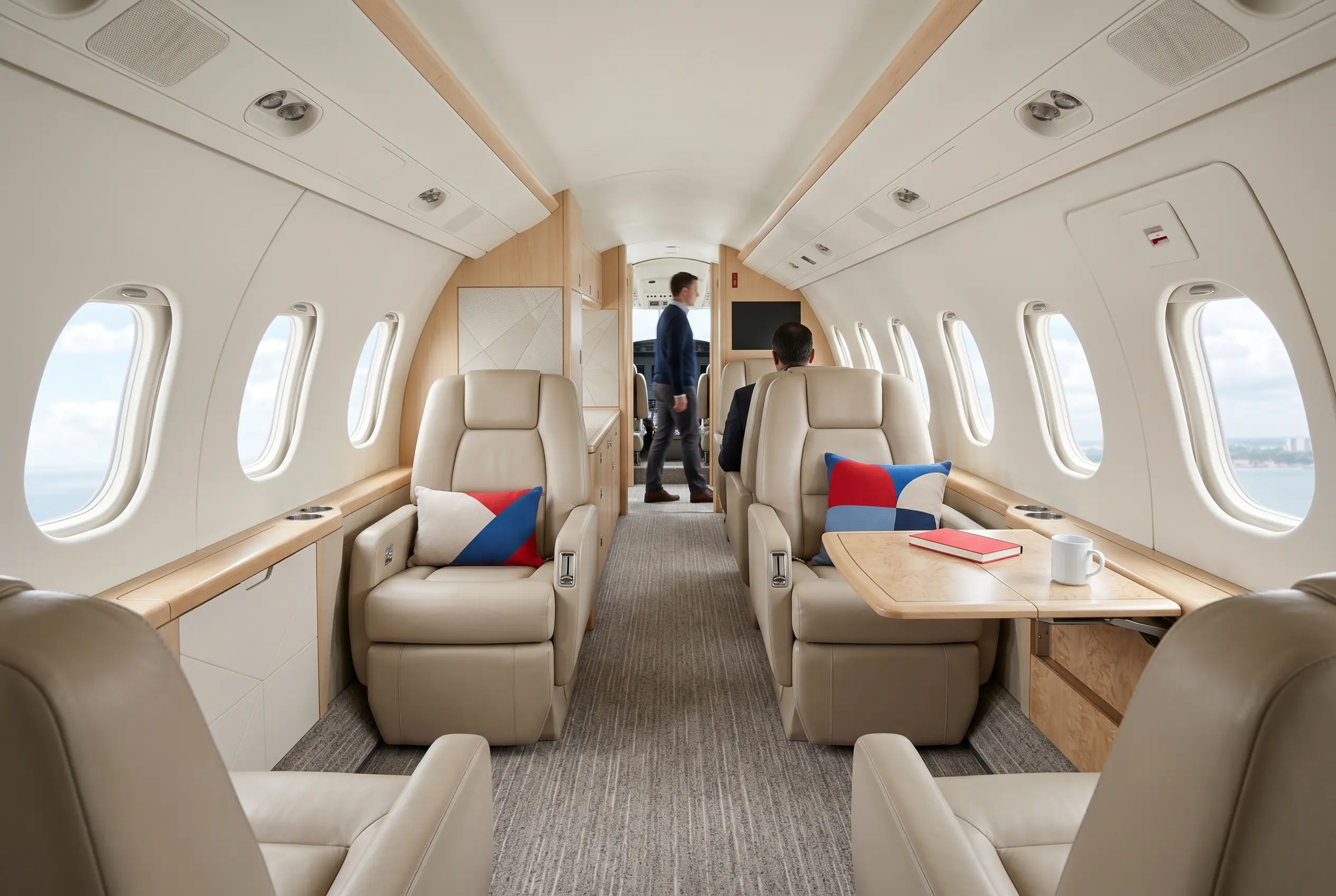 Bombardier Learjet 60XR cabin for a Miami to New York charter