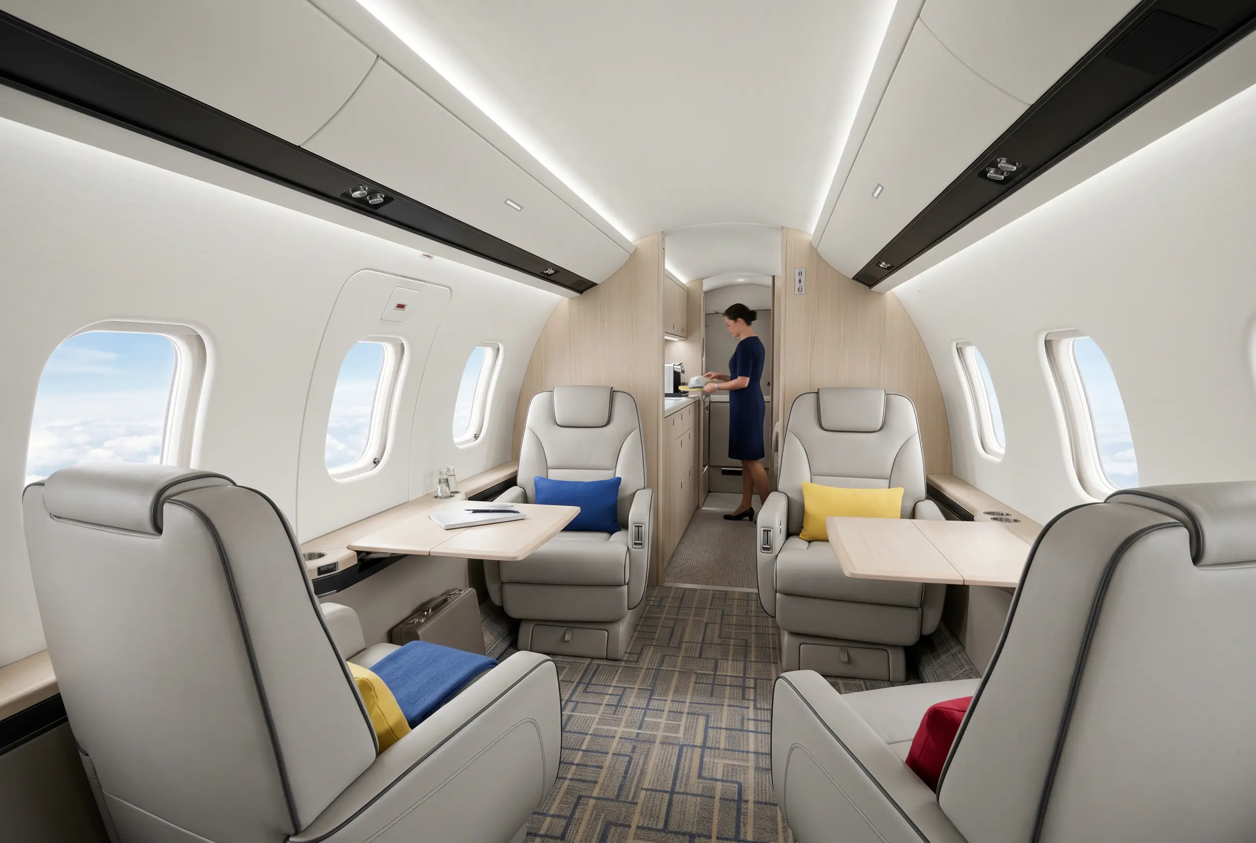 Bombardier Learjet 75 cabin with club seating for a Miami to New York charter