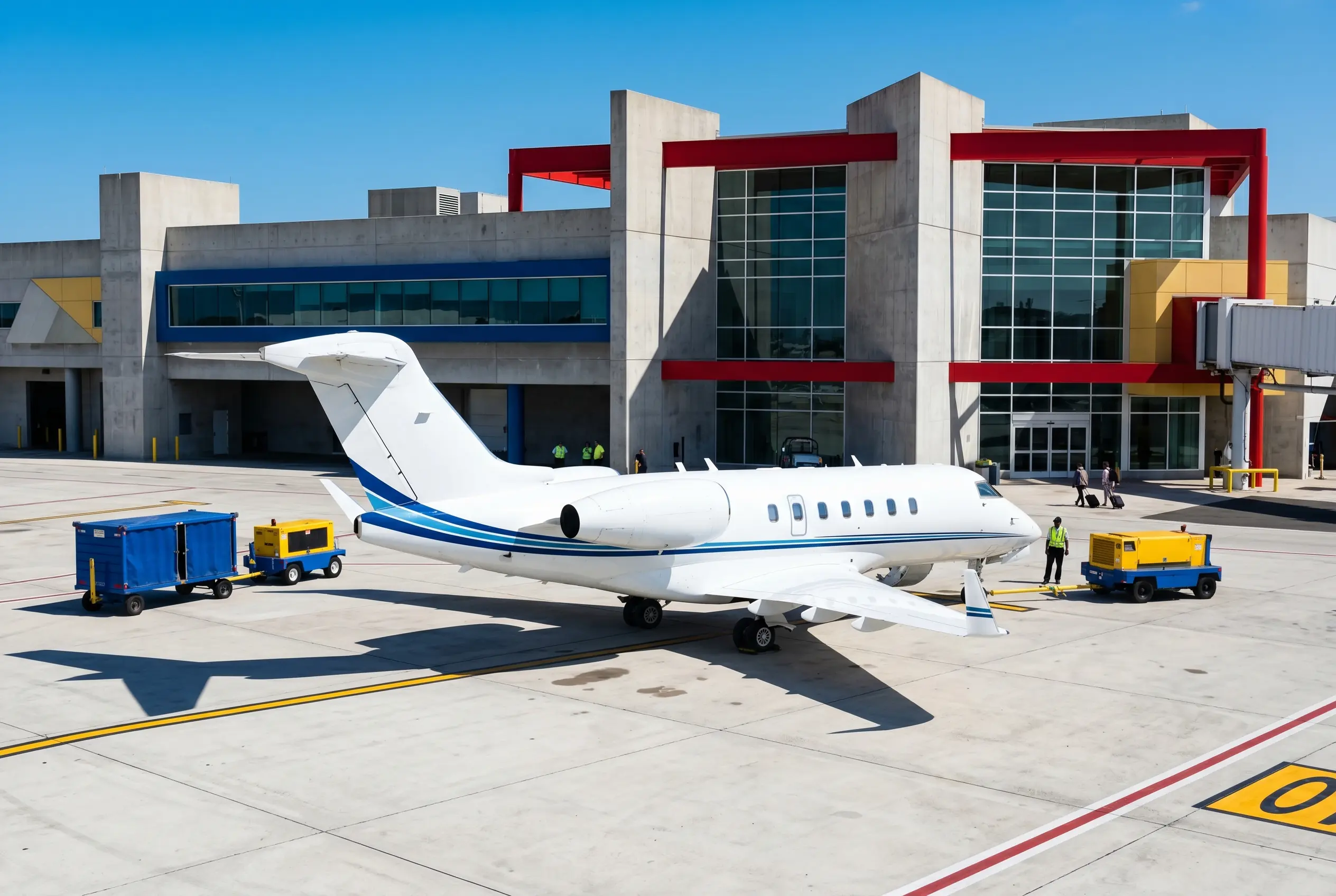 Leisure Jet Charter Travelers arriving by private jet at a New York FBO for a city break