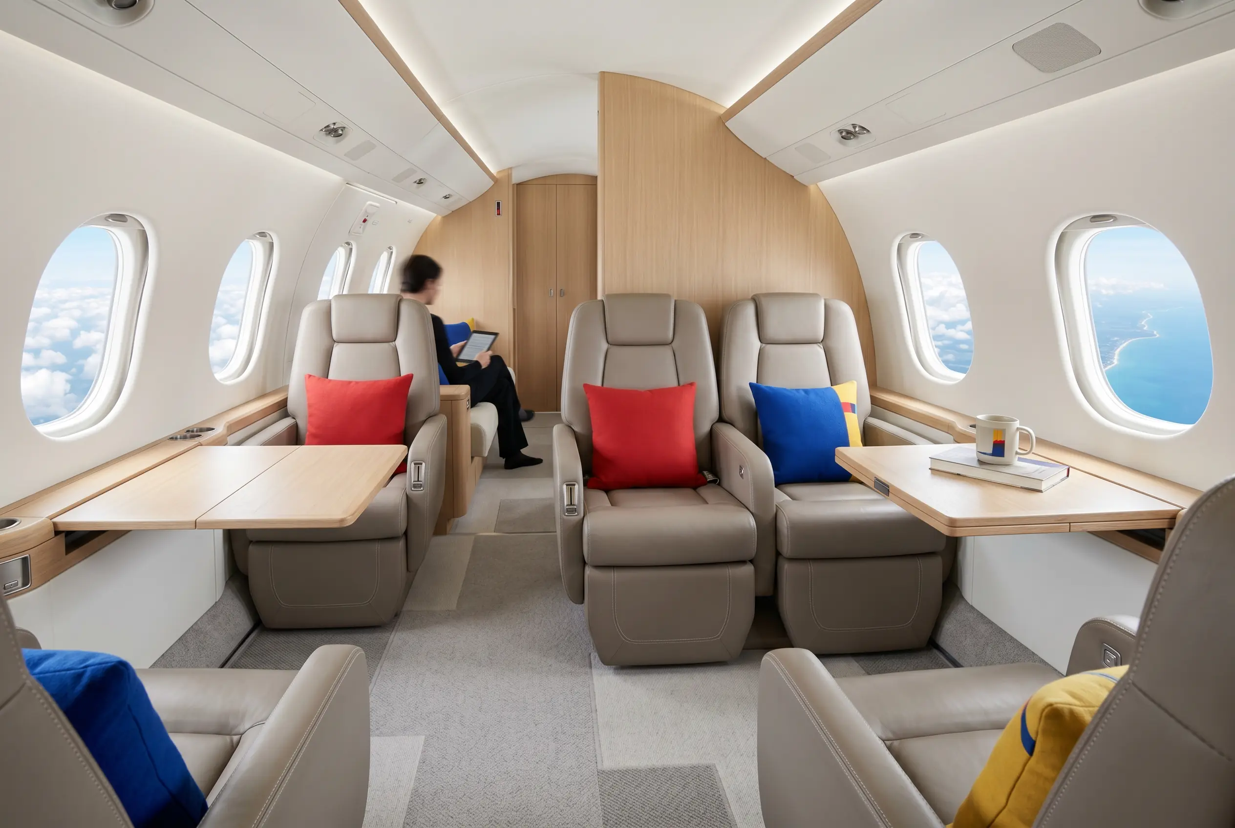 Relaxed private jet cabin for a weekend trip from Miami to New York