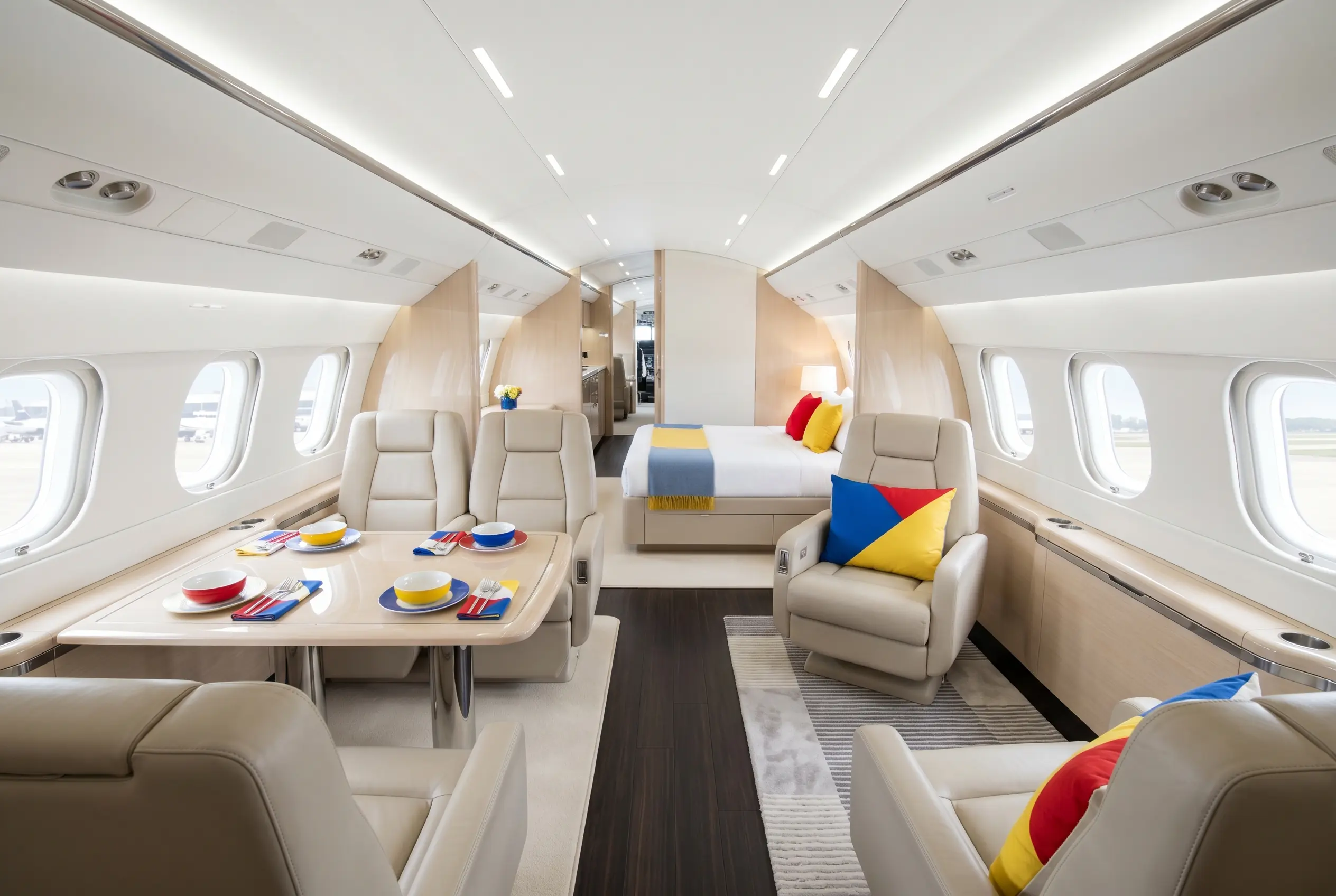 Embraer Lineage 1000E five-zone VIP cabin for a Miami to New York charter