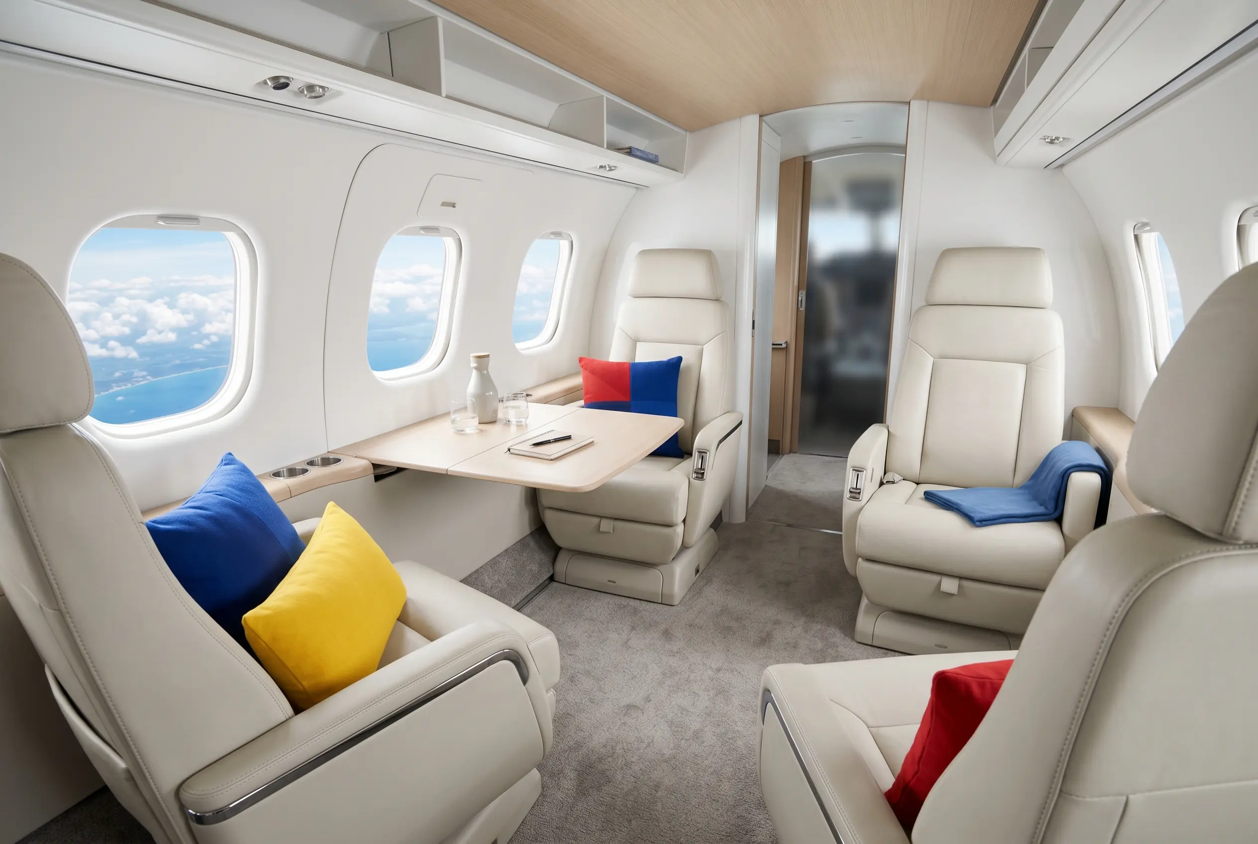 Embraer Phenom 300E cabin in club seating for a Miami to New York charter