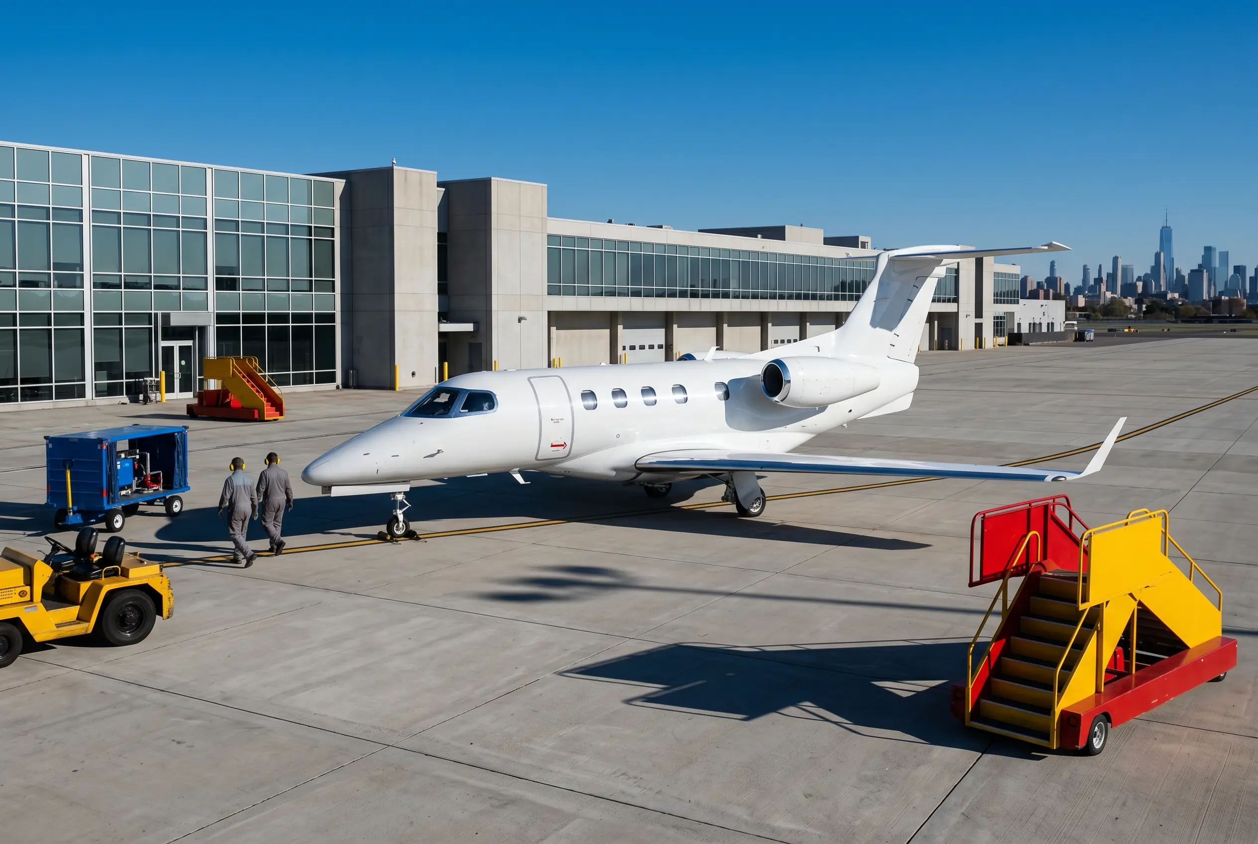 Embraer Phenom 300E on a South Florida ramp before a Miami to New York flight
