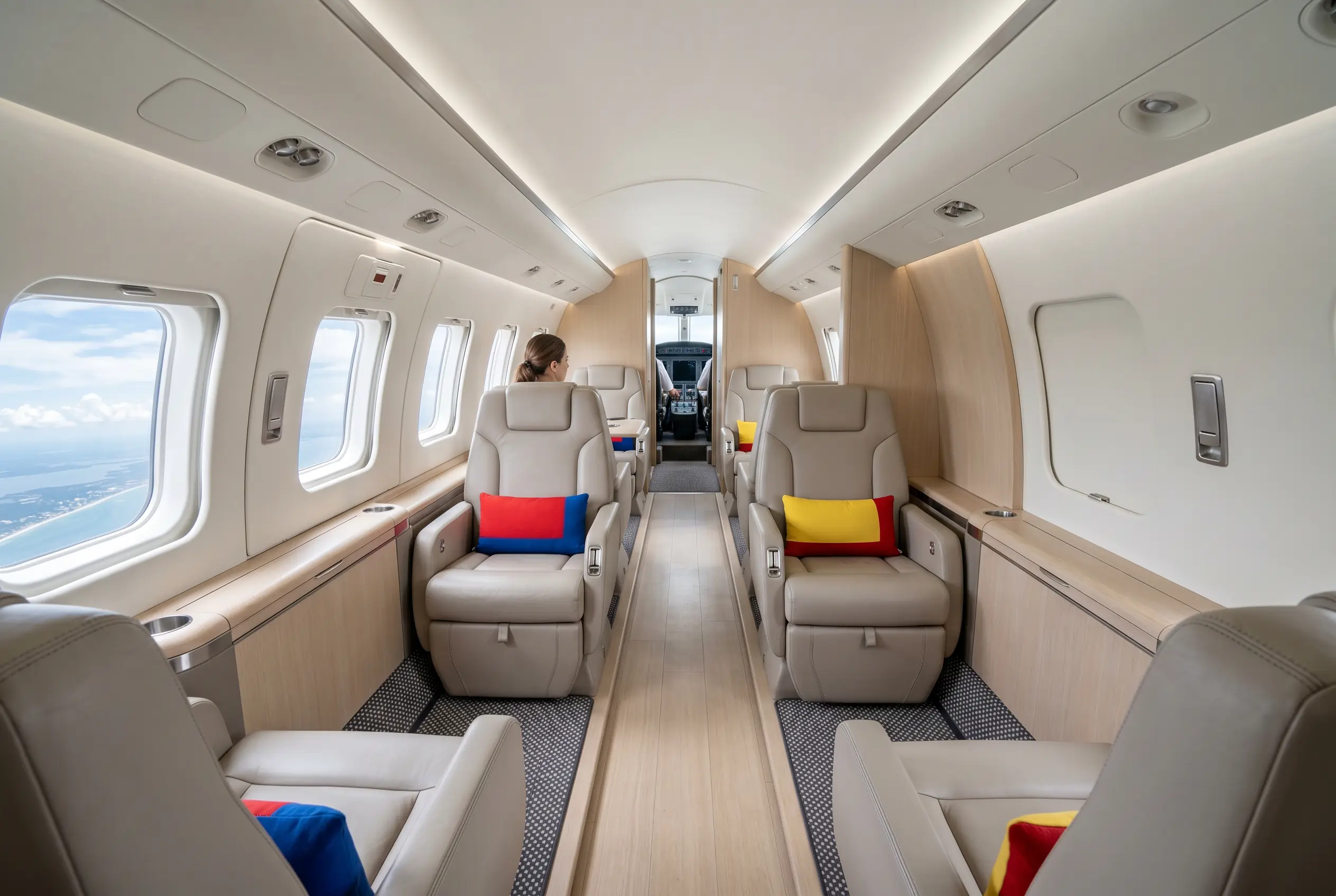 Piaggio Avanti EVO cabin for a Miami to New York charter