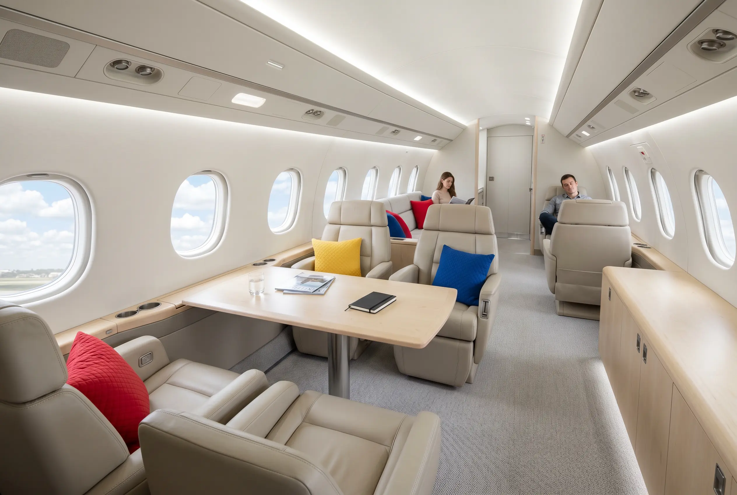 Embraer Praetor 500 flat-floor cabin for a Miami to New York charter