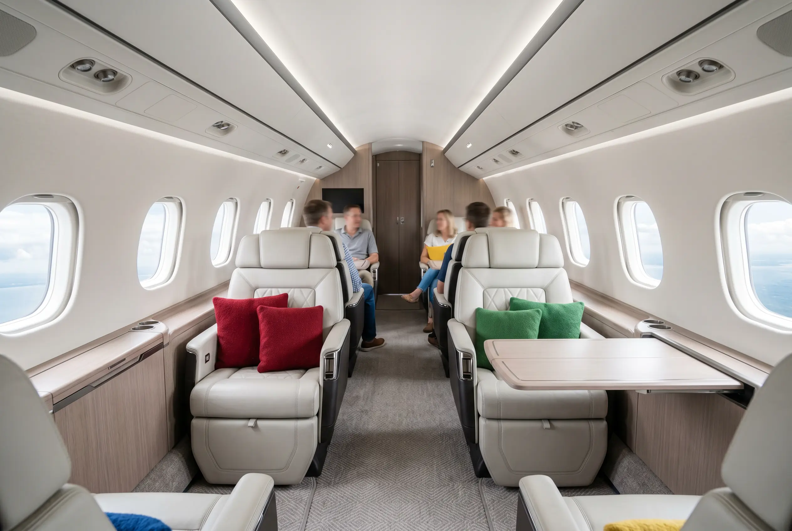 Embraer Praetor 600 flat-floor cabin for a Miami to New York charter